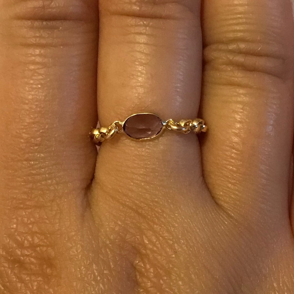 Amethyst Ring with Gold Chain